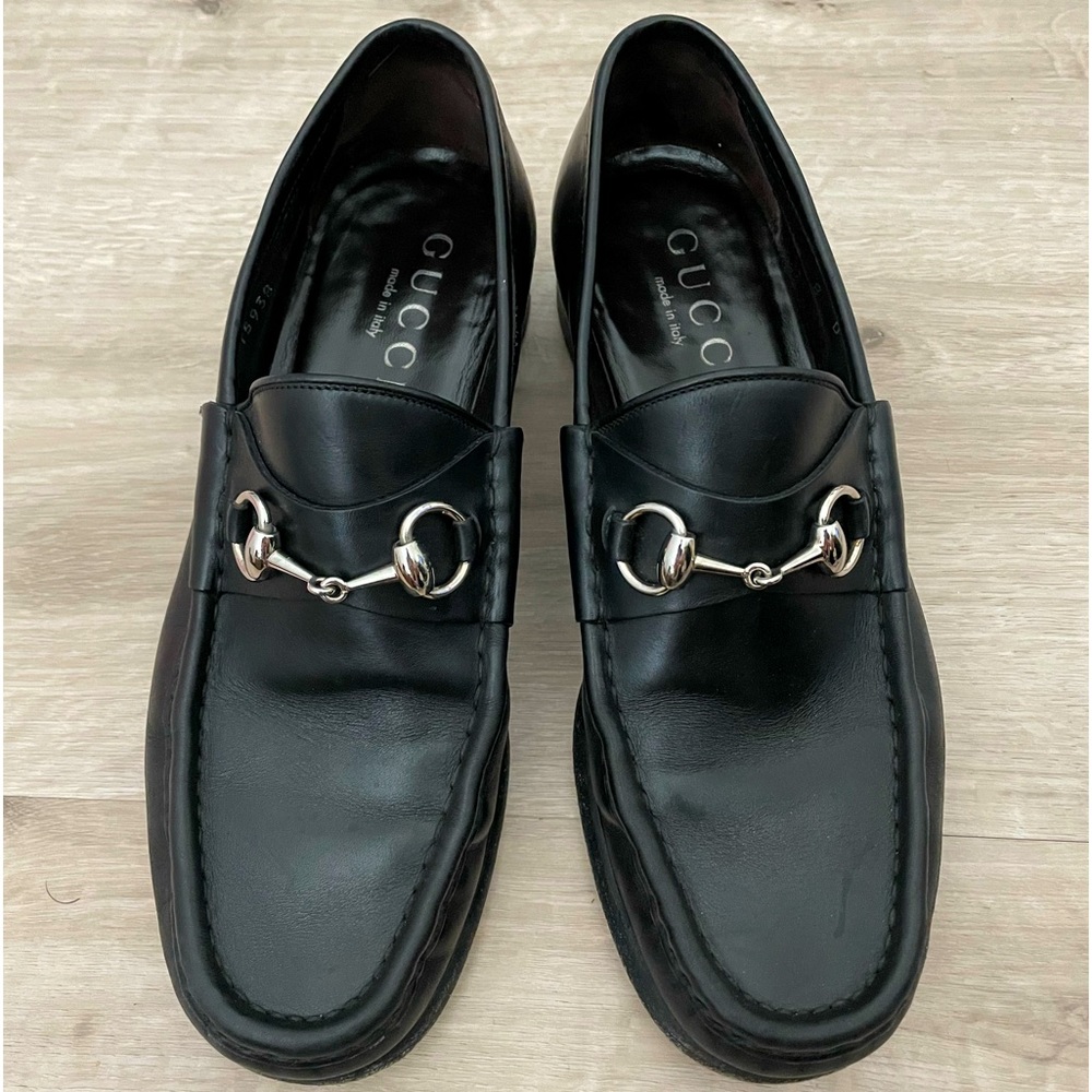 GUCCI genuine leather black loafers size 8 D 015938